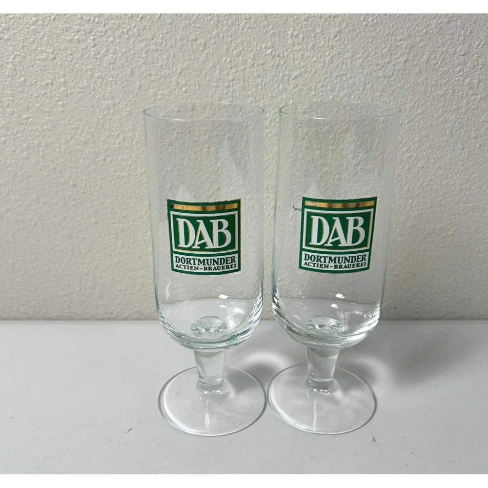 DAB Beer Glass Set of 2 Stemmed 0.3L Dortmunder Actien Brauerei Germany
